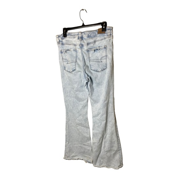 American Eagle AE Next Level Stretch High Waist Button Fly Flare Jeans Size 14R - Picture 2 of 11